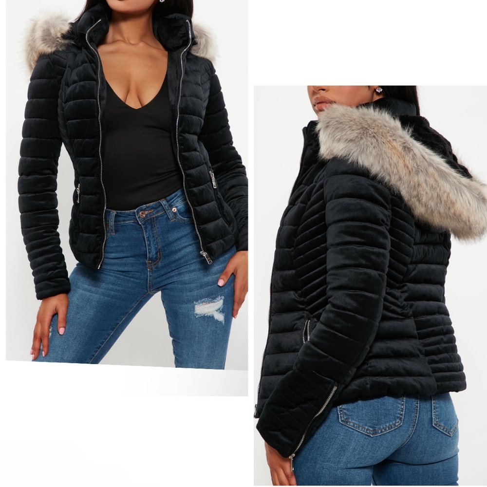Always Ready Velvet Puffer Jacket - Black